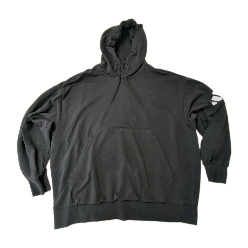 Adidas Hoodie Sweatshirt Mens 2XL Black White Logo Athletic Casual Gym Pullover